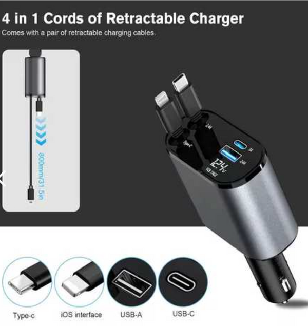 ¡AGOTÁNDOSE RÁPIDO! - FlexCharge Pro - cargador retráctil para coche